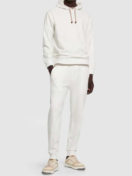 Brunello Cucinelli: Cotton hoodie - Beyaz - men_1 | Luisa Via Roma