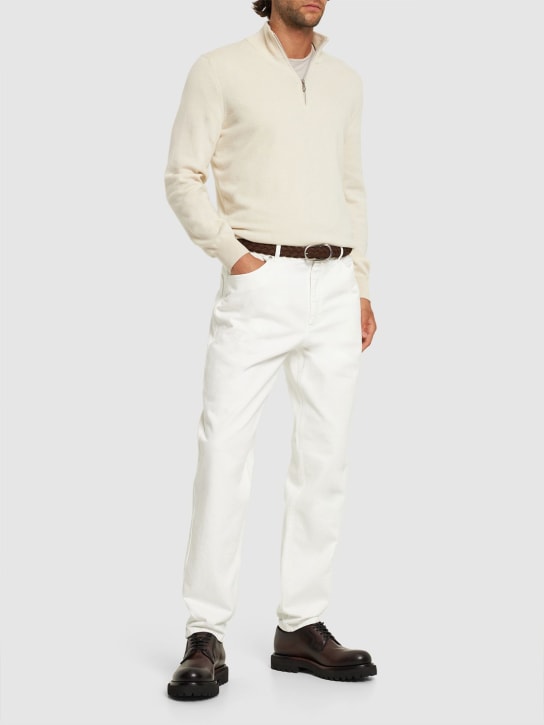 Brunello Cucinelli: Dyed denim jeans - White - men_1 | Luisa Via Roma