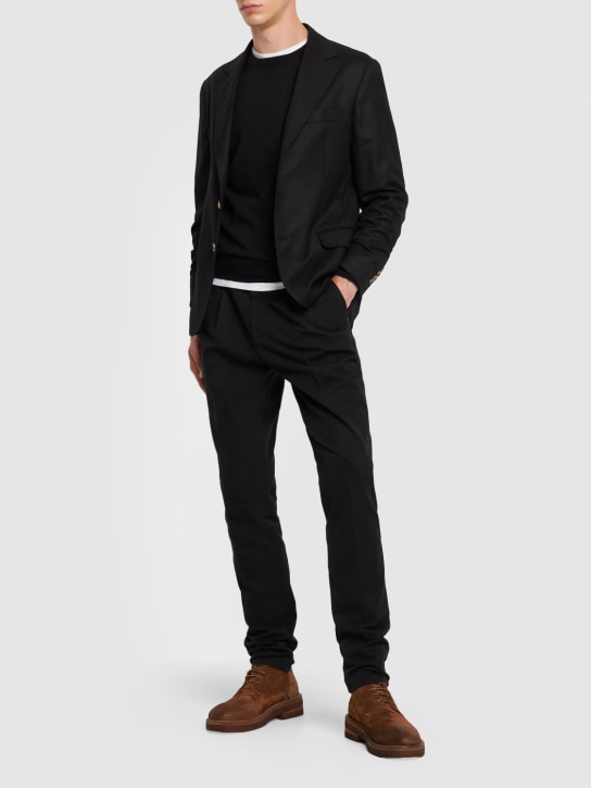 Brunello Cucinelli: Wool flannel suit jacket - Siyah - men_1 | Luisa Via Roma