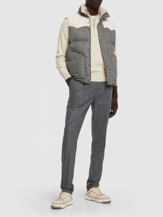 Brunello Cucinelli: Wool flannel sweatpants - Grey - men_1 | Luisa Via Roma