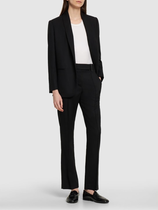 Brunello Cucinelli: Pantaloni dritti in crepe di lana - Nero - women_1 | Luisa Via Roma