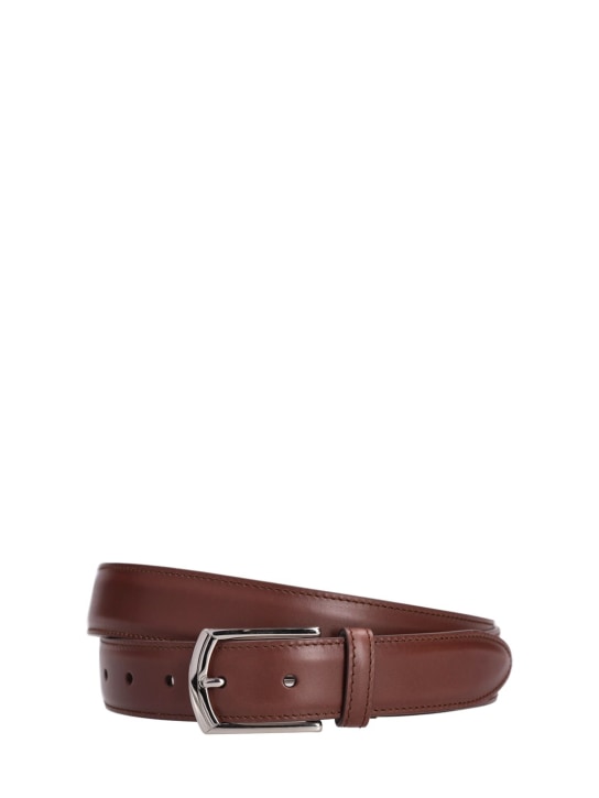 Brunello Cucinelli: Leather belt - Brown - men_0 | Luisa Via Roma