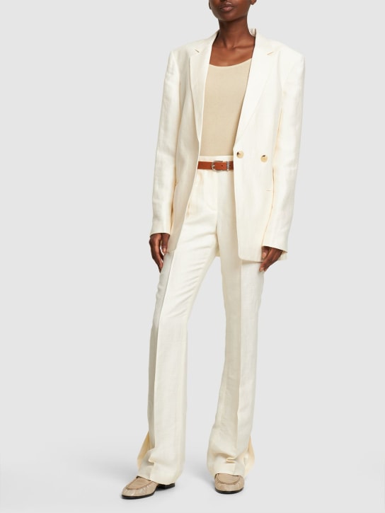 Helmut Lang: Linen viscose blazer jacket - Ivory - women_1 | Luisa Via Roma