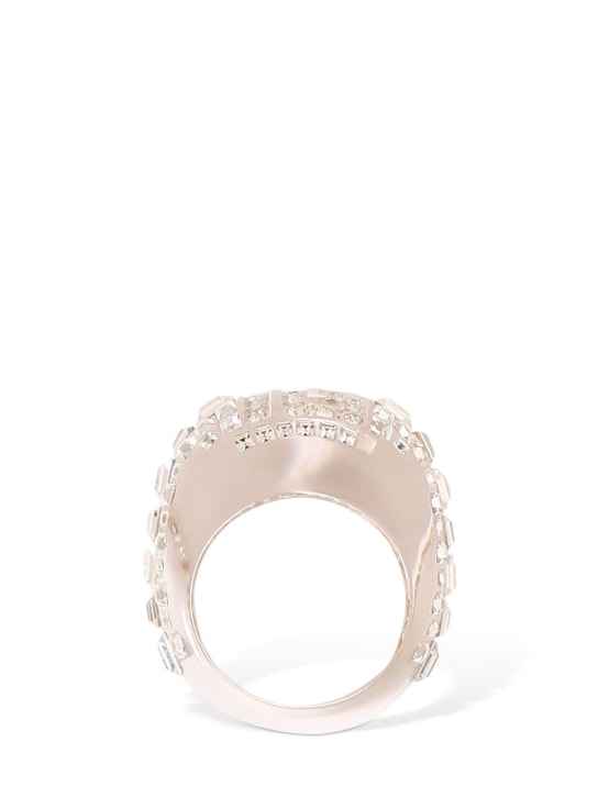 Balmain: Dicker Ring mit Kristallen und Plexiglas „PB“ - Clear/Crystal - men_1 | Luisa Via Roma
