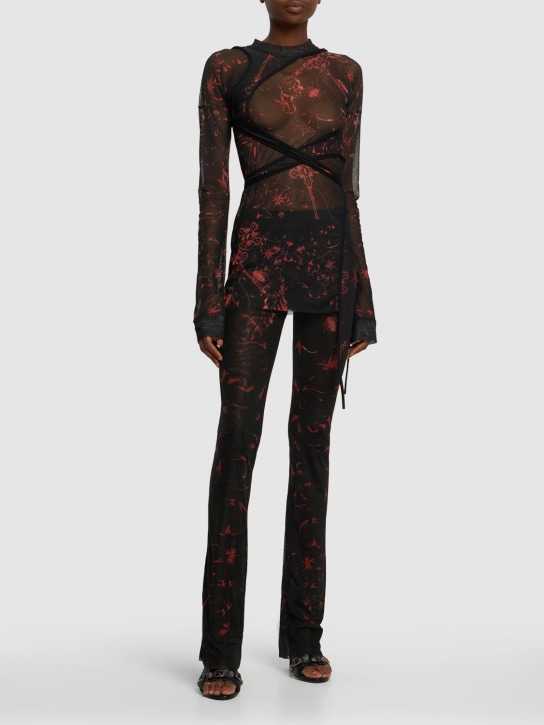Ottolinger: 解构风格网眼长袖上衣 - 黑色/红色 - women_1 | Luisa Via Roma