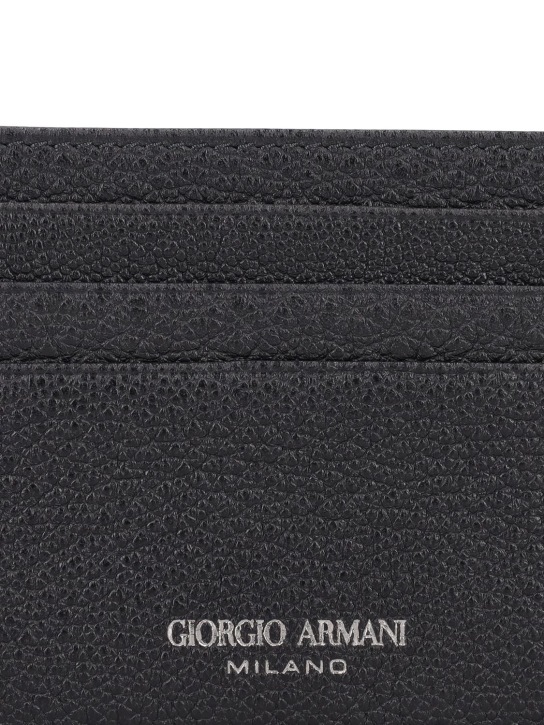 Giorgio Armani: 가죽 카드 홀더 - 블랙 - men_1 | Luisa Via Roma
