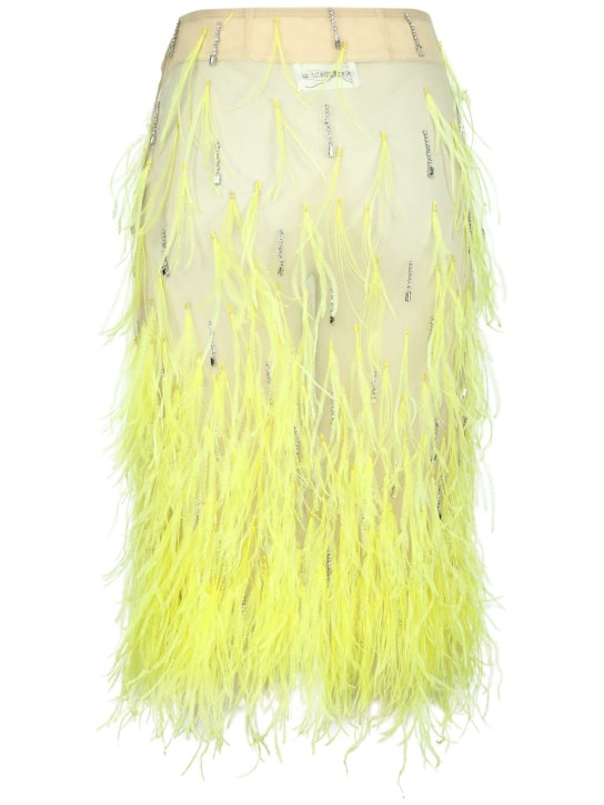 Des Phemmes: Tulle midi skirt w/feathers - Yellow - women_1 | Luisa Via Roma