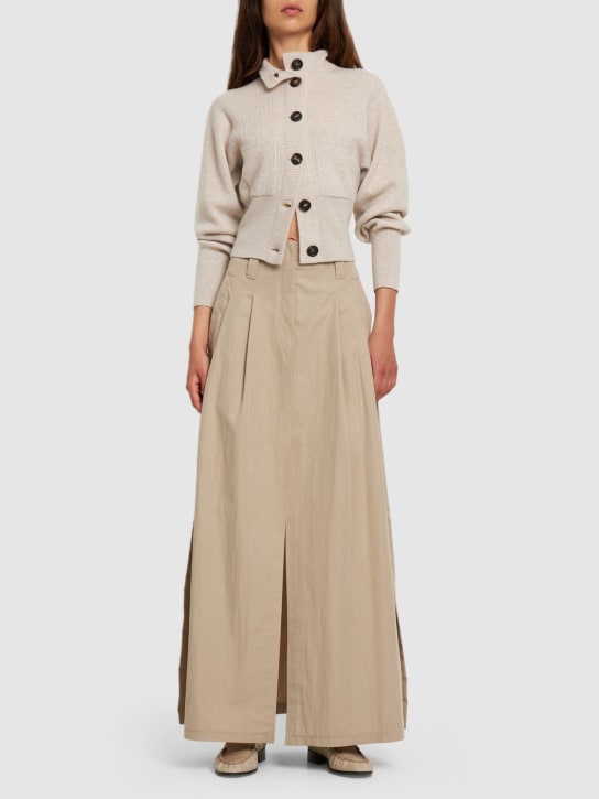 Brunello Cucinelli: Suéter de punto acanalado de cashmere - Beige - women_1 | Luisa Via Roma