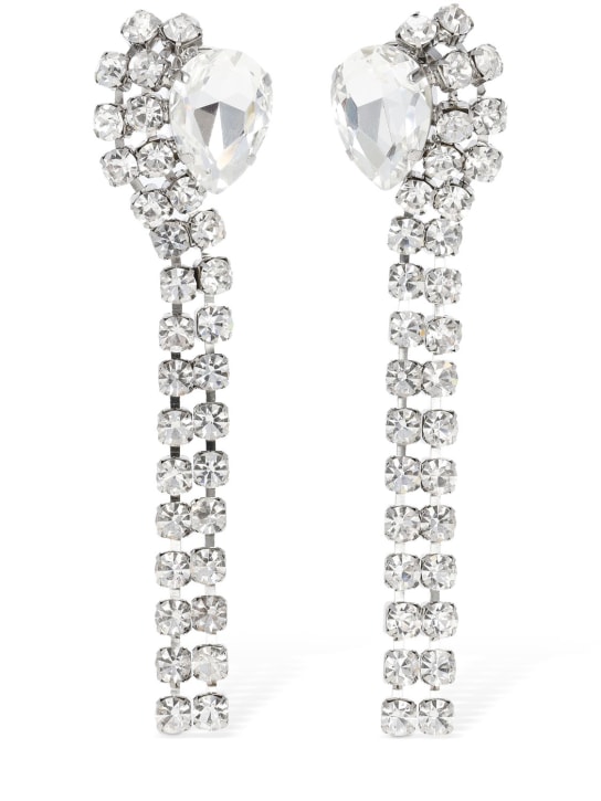 Alessandra Rich: Crystal earrings w/ fringes - Gümüş - women_0 | Luisa Via Roma
