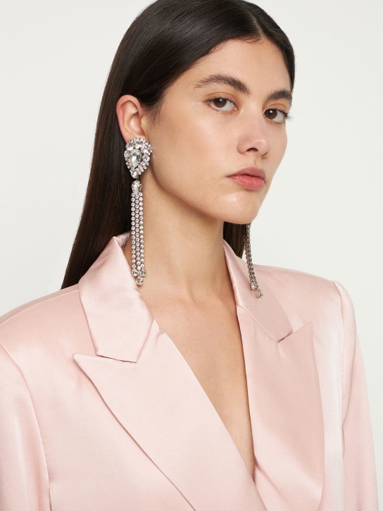 Alessandra Rich: Crystal earrings w/ fringes - Silber/Kristall - women_1 | Luisa Via Roma