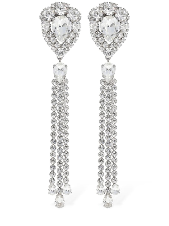 Alessandra Rich: Crystal earrings w/ fringes - Silver - women_0 | Luisa Via Roma