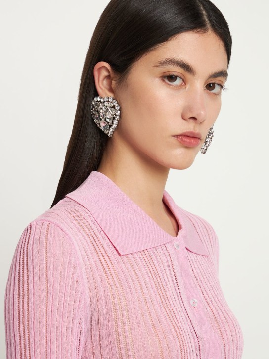 Alessandra Rich: Crystal heart earrings - Silver - women_1 | Luisa Via Roma