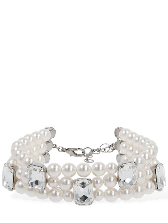 Alessandra Rich: Gargantilla de perlas sintéticas y cristal - White/Crystal - women_0 | Luisa Via Roma