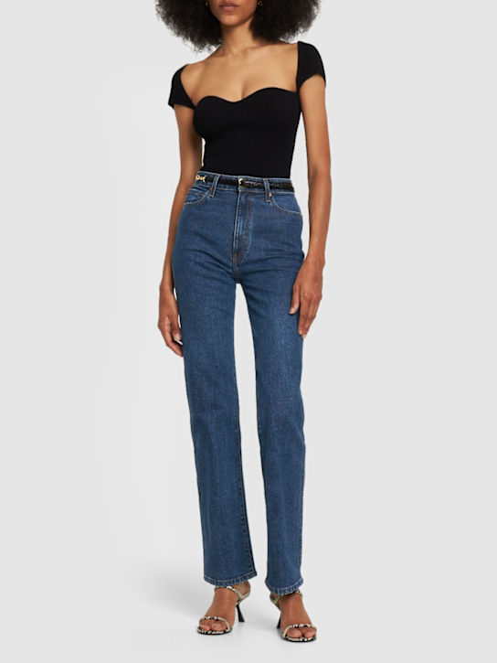 Khaite: Danielle high rise straight jeans - Blue - women_1 | Luisa Via Roma