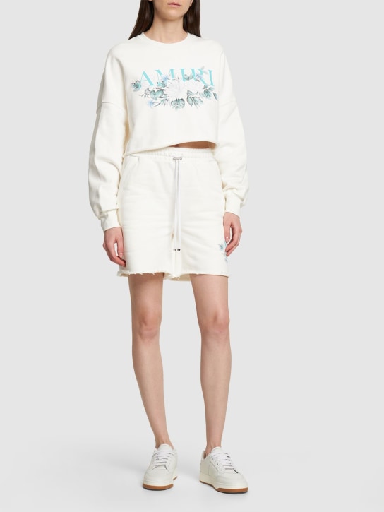 Amiri: Sweatshirt aus Bauchfreies Jersey mit Logodruck - Weiß - women_1 | Luisa Via Roma
