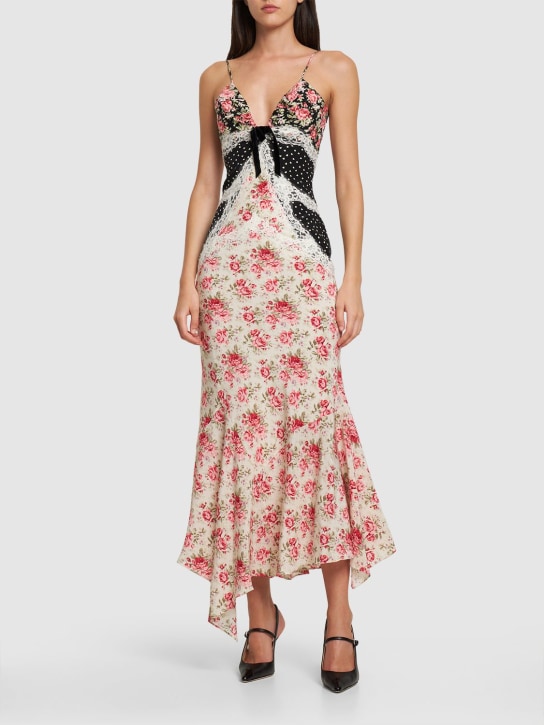 Alessandra Rich: MIDIKLEID AUS SEIDENTWILL MIT SPITZE - Bunt - women_1 | Luisa Via Roma