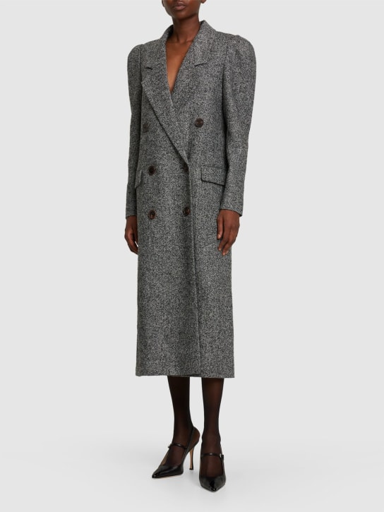 Alessandra Rich: Oversize herringbone tweed long coat - Grey - women_1 | Luisa Via Roma