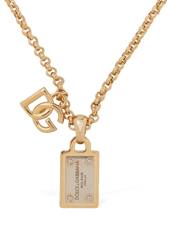 Dolce&Gabbana: DG plaque charm necklace - Gold/Silver - women_1 | Luisa Via Roma