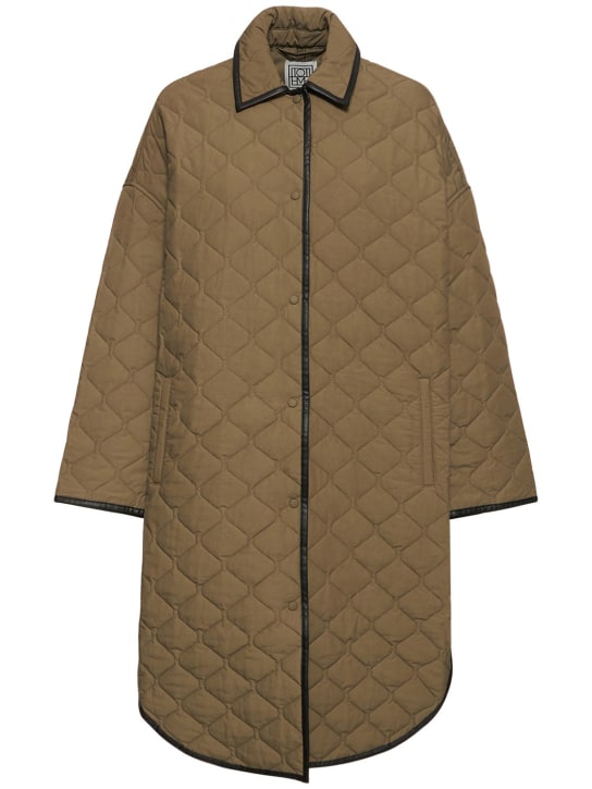 Toteme: Quilted organic cotton cocoon coat - Beige - women_0 | Luisa Via Roma