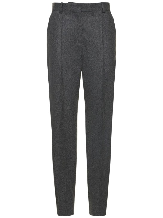 Toteme: Pleated tailored wool blend pants - Grey - women_0 | Luisa Via Roma