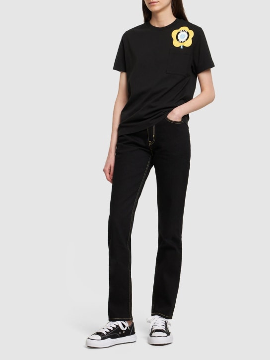 Kenzo Paris: Asagao straight fit cotton jeans - Siyah - women_1 | Luisa Via Roma