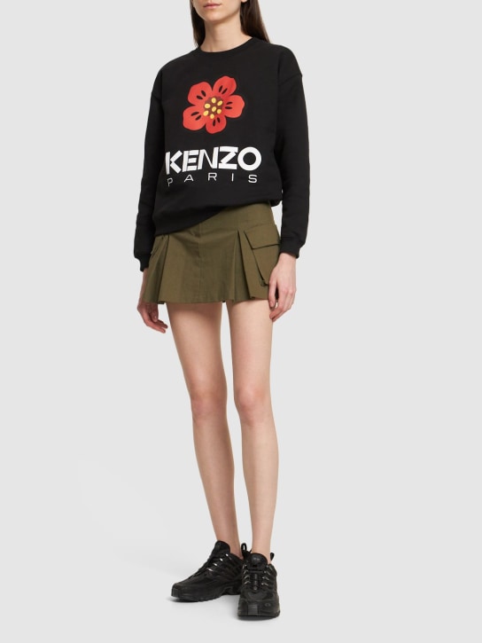 Kenzo Paris: Sudadera de jersey de algodón con logo estampadi - Negro - women_1 | Luisa Via Roma