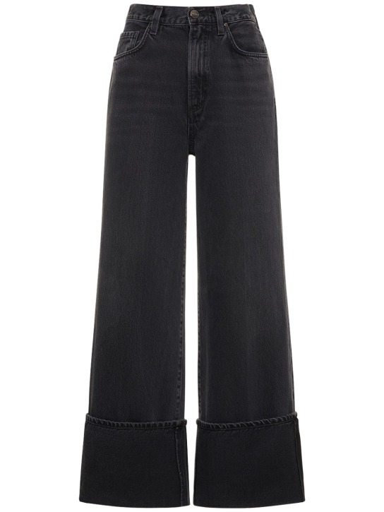 Goldsign: Jean ample en denim taille haute The Astley - Noir - women_0 | Luisa Via Roma