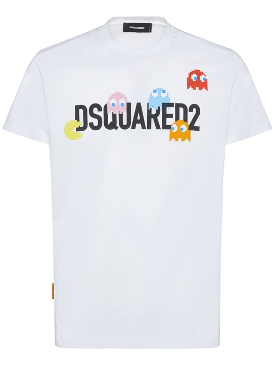 Dsquared2: Baumwoll-T-Shirt mit Logodruck - men_0 | Luisa Via Roma