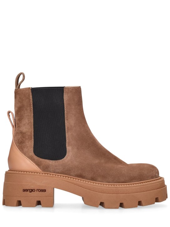 Sergio Rossi: 25mm Milla suede ankle boots - Light Brown - women_0 | Luisa Via Roma