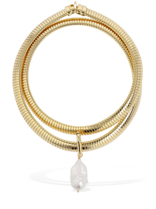 Timeless Pearly: Pearl charm double wrap necklace - Gold/Pearl - women_0 | Luisa Via Roma