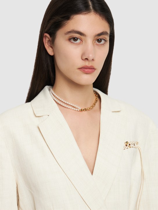 Timeless Pearly: Bicolor pearl collar necklace - Pearl/Gold - women_1 | Luisa Via Roma
