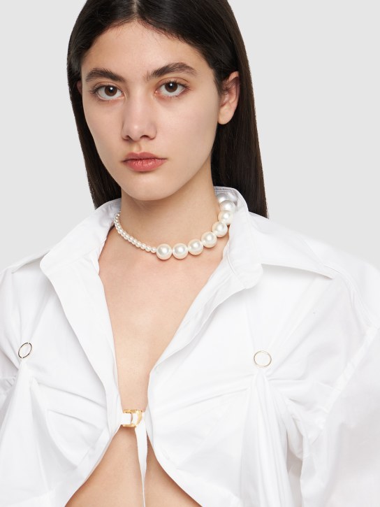 Timeless Pearly: Gradient pearl collar necklace - Pearl - women_1 | Luisa Via Roma