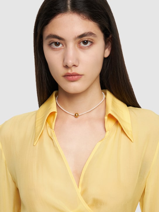 Timeless Pearly: Bead charm pearl collar necklace - Pearl/Gold - women_1 | Luisa Via Roma
