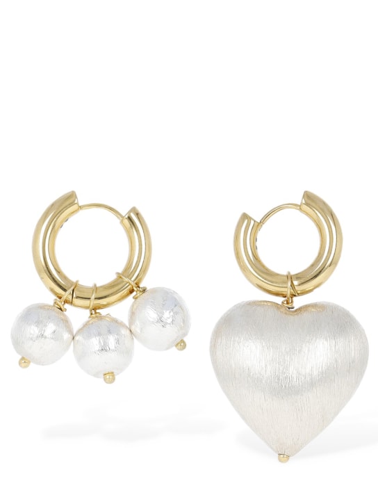 Timeless Pearly: Heart & beads mismatched earrings - Silver/Gold - women_0 | Luisa Via Roma