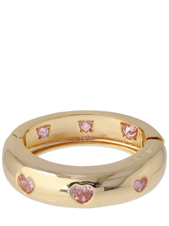 Timeless Pearly: Crystal heart cuff bracelet - Gold/Pink - women_0 | Luisa Via Roma