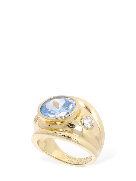 Timeless Pearly: Stone crystal thick ring - Gold/Blue - women_0 | Luisa Via Roma