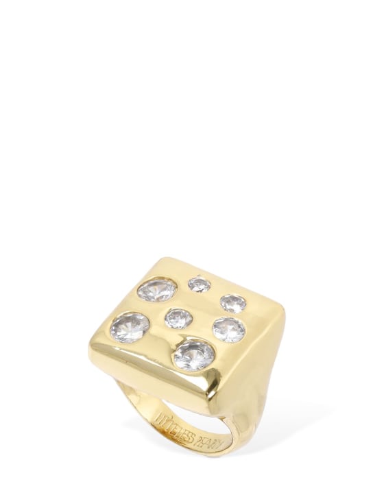 Timeless Pearly: Square crystal thick ring - Gold/Crystal - women_0 | Luisa Via Roma