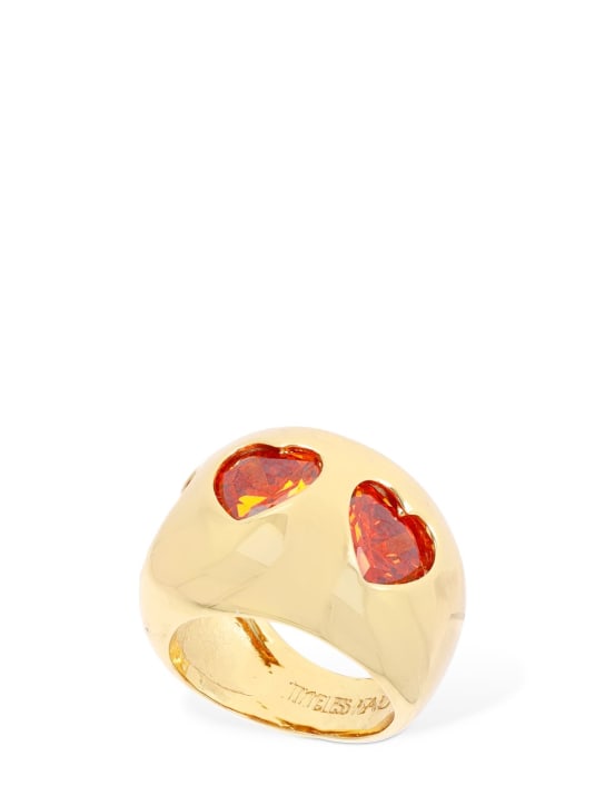 Timeless Pearly: Triple heart crystal thick ring - Gold/Red - women_0 | Luisa Via Roma