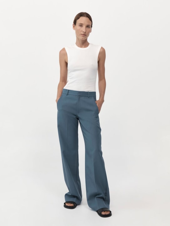 St. Agni: Carter wool blend straight pants - Grey - women_1 | Luisa Via Roma