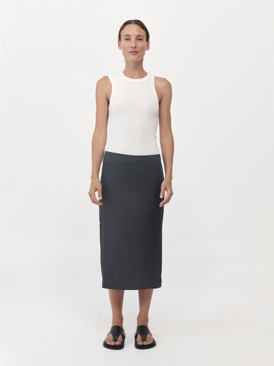 St. Agni: Gonna midi in misto seta stretch - Nero - women_1 | Luisa Via Roma