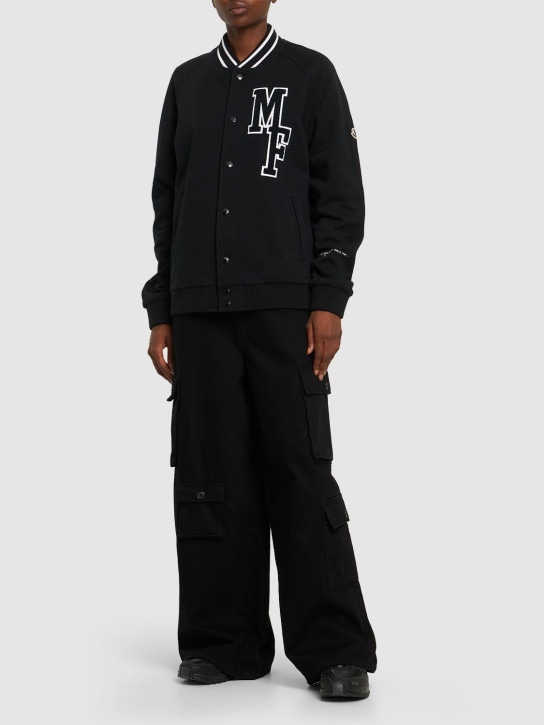 Moncler Genius: Moncler x FRGMT cotton varsity cardigan - Black - women_1 | Luisa Via Roma
