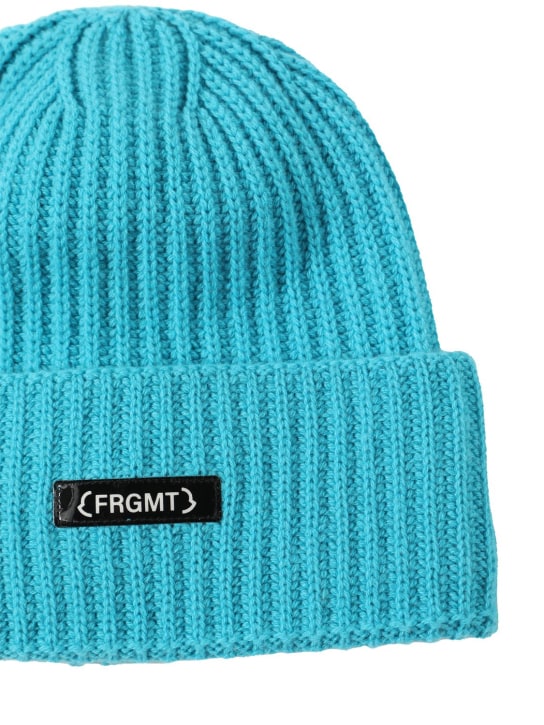 Moncler Genius: Moncler x FRGMT logo wool rib beanie hat - Bright Blue - men_1 | Luisa Via Roma
