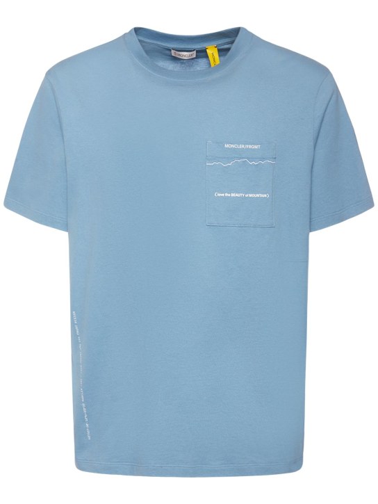 Moncler Genius: Camiseta de jersey - Azul Claro - women_0 | Luisa Via Roma