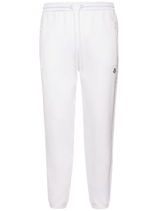 Moncler Genius: Pantalones de algodón jersey - Blanco Óptico - men_0 | Luisa Via Roma