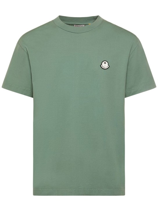 Moncler Genius: Camiseta de algodón estampado - Verde - men_0 | Luisa Via Roma