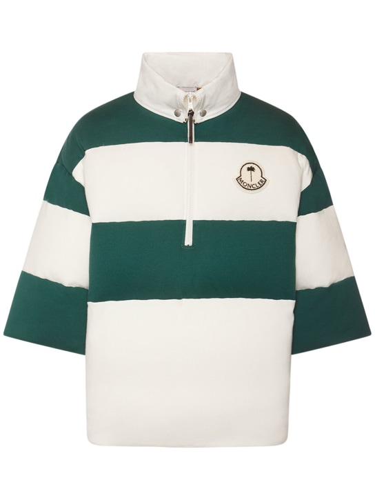 Moncler Genius: Moncler x Palm Angels jersey down jacket - Yeşil/Beyaz - men_0 | Luisa Via Roma