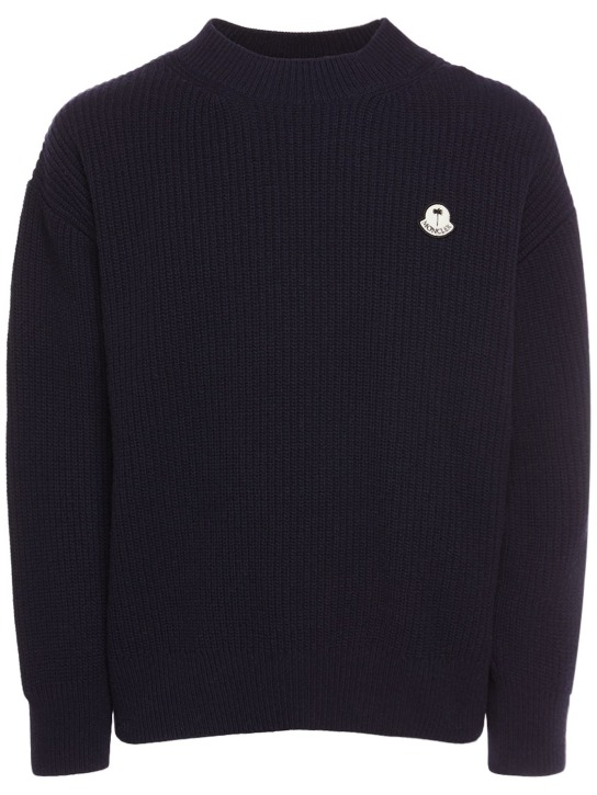 Moncler Genius: Suéter de lana Moncler x Palm Angels - Azul Marino - men_0 | Luisa Via Roma