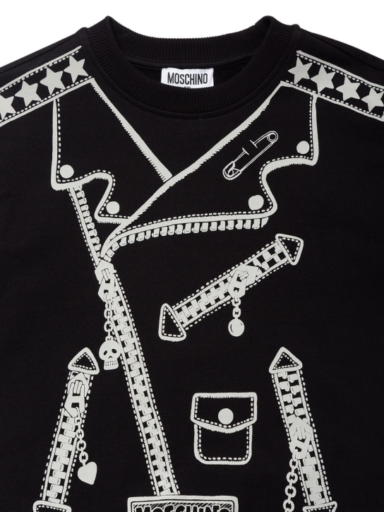 Moschino: Sweat-shirt en coton imprimé - Noir - kids-boys_1 | Luisa Via Roma
