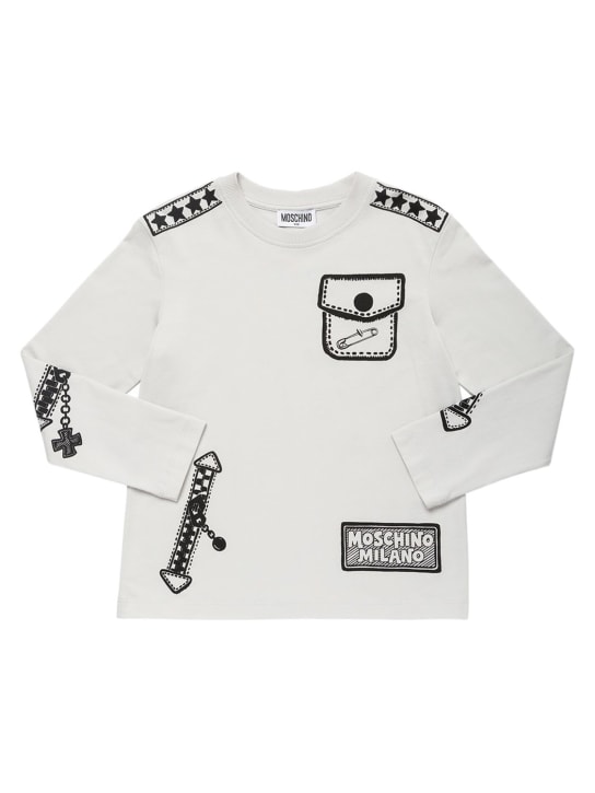 Moschino: T-shirt en jersey de coton imprimé - kids-boys_0 | Luisa Via Roma
