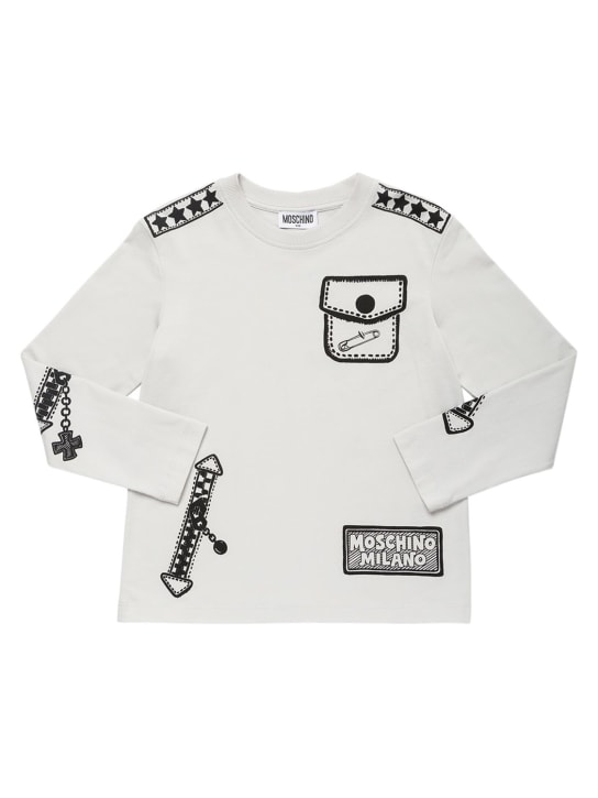 Moschino: 印花棉质平纹针织T恤 - kids-boys_0 | Luisa Via Roma